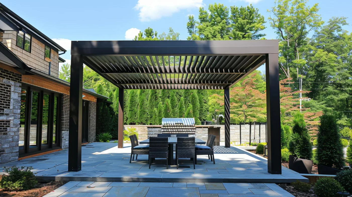 Pérgola bioclimática de aluminio en terraza